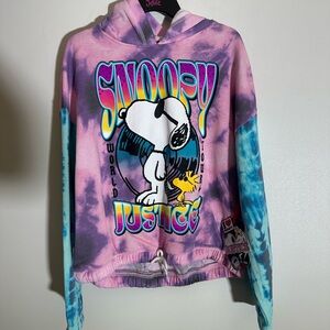Justice Snoopy Tie-Dye Hoodie in Pink and Blue